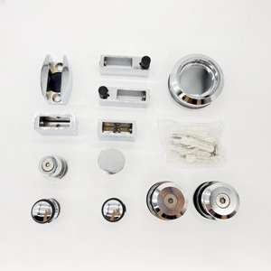 Accessoires <span class=keywords><strong>de</strong></span> salle <span class=keywords><strong>de</strong></span> bain modernes en acier inoxydable 304 pour portes coulissantes en verre avec finition satinée et fenêtre en plastique - Product Image 2