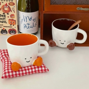 Personalizzato cartone animato acqua tazze di ceramica tazza di caffè con simpatico 3D piedi faccina sorridente per la casa e l'ufficio - Product Image 5