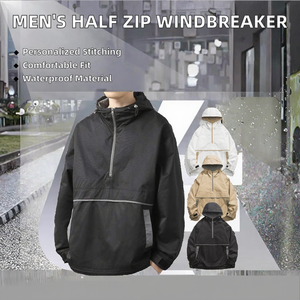Chaqueta Anorak con Capucha de Alta Calidad para Hombre, Cortavientos, Personalizada, Cómoda, para Correr, con Bordado Primaveral - Product Image 2