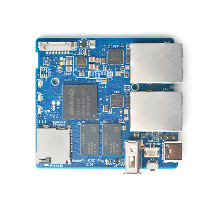 NanoPi R2C Plus Development Board Rockchip RK3328 Quad-Core Cortex-A53 1GB DDR4 RAM USB 2.0 Dual Gigabit Ethernet Port 6-Layer