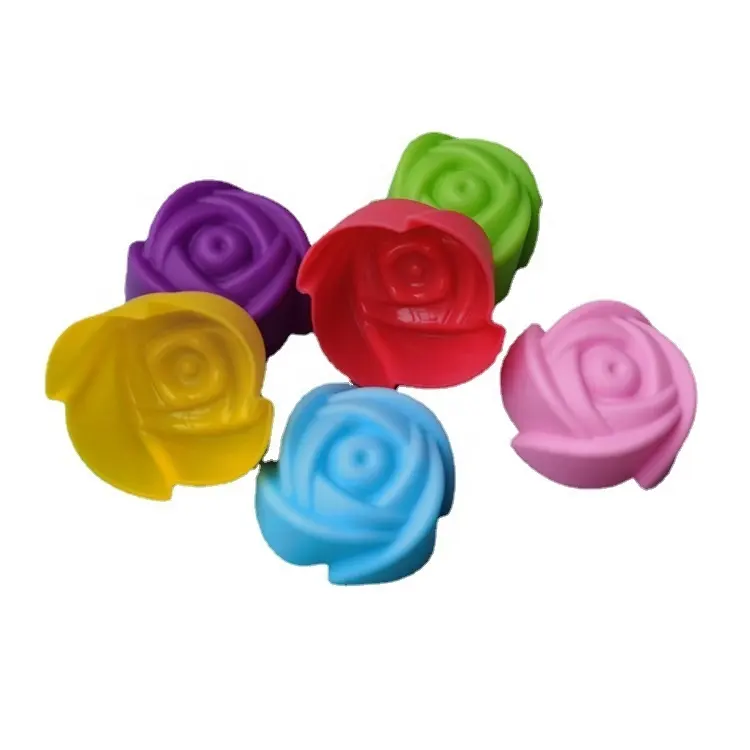 Molde de silicona creativo para hornear pasteles, 5CM, caramelo colorido, flor rosa, molde de silicona para Vela, pudín de gelatina, molde de silicona para fondant