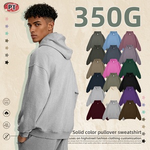 Sweat-shirt à capuche unisexe épais 350G, style américain, doublé <span class=keywords><strong>polaire</strong></span>, couleur unie, coupe oversize, effet délavé, tendance <span class=keywords><strong>nationale</strong></span>, pour l'hiver - Product Image 3