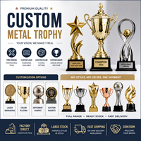 Nouvelle Arrivée Trophée Métallique Doré Personnalisable à Motif Martelé Gravable pour Compétitions Sportives Football Basketball Golf