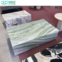 HZX meubles en pierre Table basse en marbre pour salon Table basse de luxe naturelle personnalisée Nero Marquina avec socle en marbre