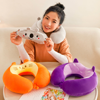 Oreiller de voyage personnalisé pour enfants, oreiller de nuque en forme de U avec motif animal de dessin animé, coussin animal en peluche, cadeau pour enfants
