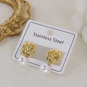 Aretes Pequeños de Acero Inoxidable con <span class=keywords><strong>Perla</strong></span>, Coloridos e Impermeables, al por Mayor, Aretes Geométricos de Acero Inoxidable con Circonita en Forma de Girasol - Product Image 2