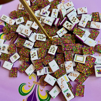 Set Ubin Mahjong Amerika Berkilau Karnaval Mardi Gras, Set Permainan Mahjong Topeng Festival Liburan untuk Hadiah Pecinta Pesta