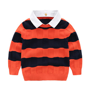 <span class=keywords><strong>Pull</strong></span> décontracté en tissu jersey de style collège pour garçons <span class=keywords><strong>Pull</strong></span> à col rabattu pour enfants avec chemise Mode bébé - Product Image 5