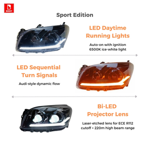 Ensamblaje de Faro LED para Toyota RAV4 2009-2012 con Luz Diurna, Señal de Giro Secuencial, Proyector Bi-LED, Haz de Luz Alta/Baja, Estilo Deportivo - Product Image 2