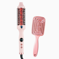 Sikat Bulat Panas Inframerah 2-in-1 38mm, Sikat Panas Keramik Thermal Styler Penambah Volume untuk Penggunaan di Rumah dan Salon, Label Pribadi
