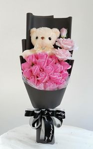Bouquet de fleurs de savon en forme d'ours en peluche pour la Saint-Valentin, cadeau pour votre petite amie ou votre amant - Product Image 3