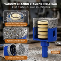 Kit de forets diamantés brasés sous vide pour la découpe de carreaux, avec éponge de refroidissement intégrée pour céramique, verre, marbre, granit