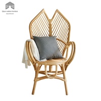 Chaise de salon en rotin de style chinois, faite à la main, avec accoudoirs et dossier simple, mobilier de maison