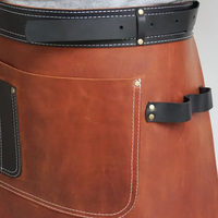 Tablier de travail en cuir véritable pour homme, demi-longueur, avec logo personnalisé, pour barista, barbier, grillades, restaurant, chef, jardin, rafraîchissant