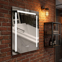 Miroir de salle de bain rectangulaire anti-buée à LED, cadre en aluminium écologique, trois couleurs réglables, interrupteur tactile, design moderne