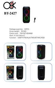 BT-2427 Extra Bass avec amplificateur intégré, haut-parleur de karaoké double 4 pouces RGB Bluetooth avec micro pour soirée karaoké familiale - Product Image 4