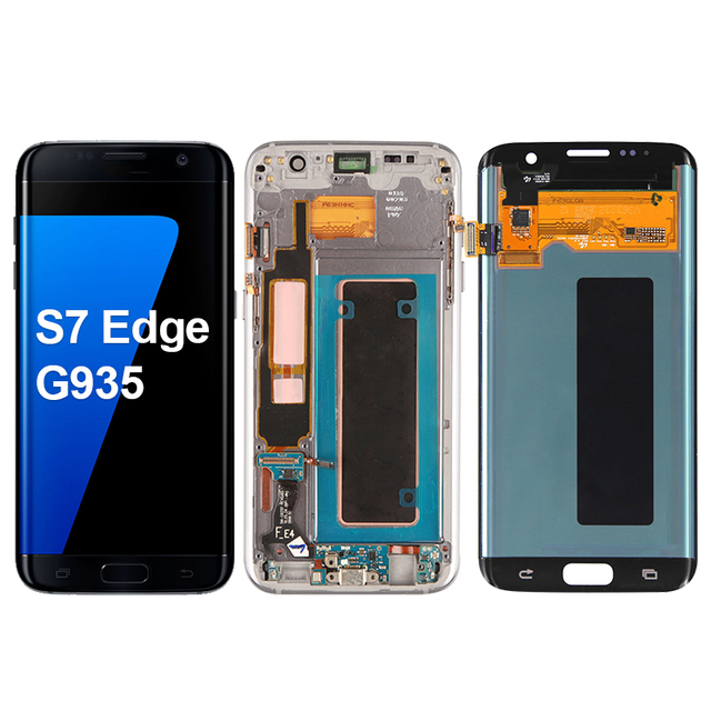 OEM S7 EDGE Pantalla Tela Touch Screen Digitizer Assembly Replacement LCD S7 Edge Display With Frame for Samsung Galaxy G935F