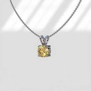 Solitaire Pendant 1CT to 4CT Round Fancy Yellow Lab Grown Diamond Pendant Yellow Moissanite Pendant Bunny Ear Bale Wedding G - Product Image 6