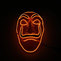 Masque lumineux Dali pour Halloween, LED, ambiance festive, décorations, masque de film La Maison des Cartes