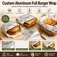 Feuilles de papier d'aluminium alvéolées jetables de qualité alimentaire pour sandwichs, emballages pour burgers et hot-dogs, et doublures de panier résistantes à la graisse