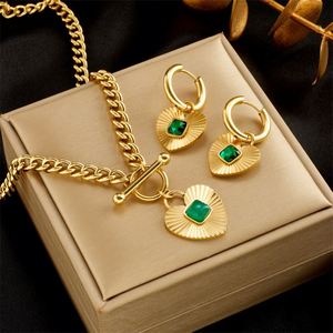 Parure de bijoux délicats pour femme en acier inoxydable plaqué or 18 carats avec zircon, collier pendentif cœur et œil superposés, boucles d'oreilles et bracelet, étanche - Product Image 5