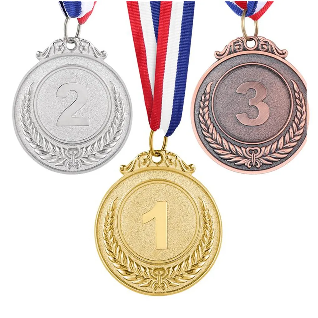 Medali Hari Jadi Kustom Souvenir Kerajinan Logam Desain Medali Pita Olahraga Logam