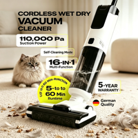 Aspirateur à main sans fil intelligent, rechargeable, pour sols humides et secs, moteur sans balais, aspiration 170W, autonomie 45 min, filtration HEPA, LED, pour voiture