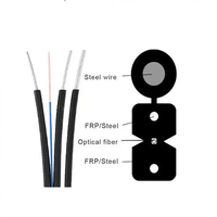 Kabel Drop FTTH 1 2 4 Core Tipe 8 untuk Luar Ruangan, Kabel Serat Optik Udara dengan Kawat Baja Penyangga LSZH PE