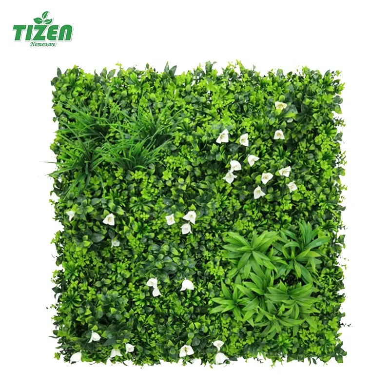 Tizen UV 저항하는 옥외 가정 훈장 정글 수직 거는 가짜 녹색 잔디 인공적인 식물 벽