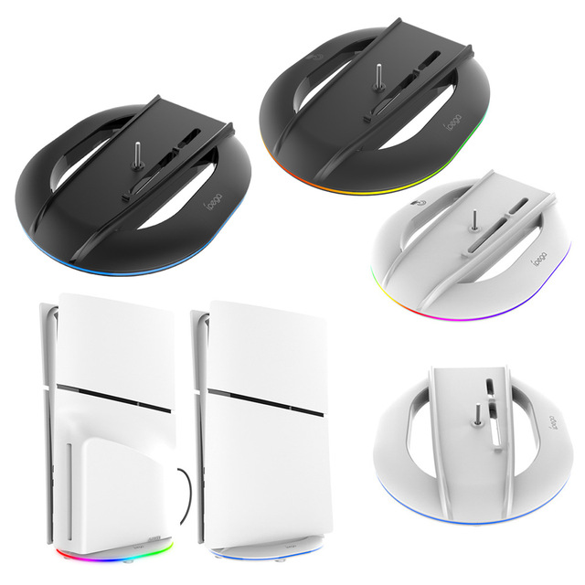 PG-P5S035 RGB Light Charger Station for PS5 Slim Game Console Charger Station Stand Charging Dock for PS5 Slim Console
