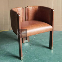 Chaise de salle à manger vintage en cuir véritable marron chaises de salle à manger de luxe en bois salon café restaurant chaises de détente intérieures