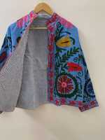 Blouson Bomber en Velours Fait Main Respirant Séchage Rapide Matelassé Style Bohème pour Femmes et Filles Vêtement d'extérieur Ethnique Cadeau Vente en Gros B2B