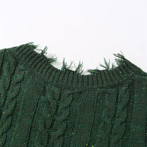 Custom Logo Winter Custom Gradient Color Crew Neck Oversized <b>Men's</b> Knitted <b>Long</b> Sleeve Pullover - Product Image 5