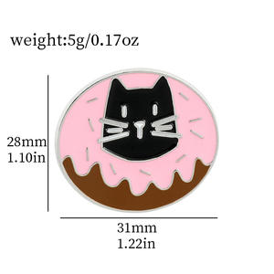 Broche de Metal con Diseño de Gato Negro y Blanco, Creativo y Divertido, Estilo <span class=keywords><strong>Dorky</strong></span> Donut, en Oferta - Product Image 6