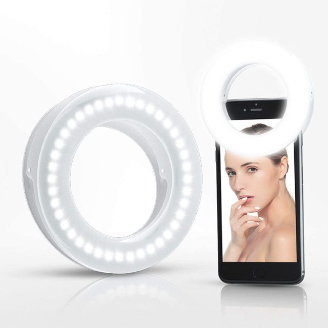 Newest Rechargeable 3-Level Brightness Makeup Mobile Phone LED Selfie Ring Light for Smart Phone Photography Camera Video