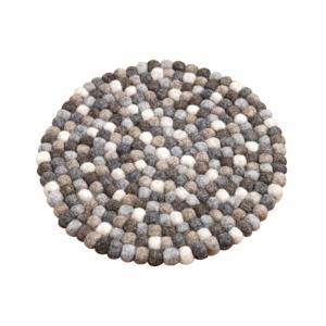 Posavasos Redondo en Tonos Naturales de 22cm con Diseño de Bola de Fieltro para Mesa - Product Image 1