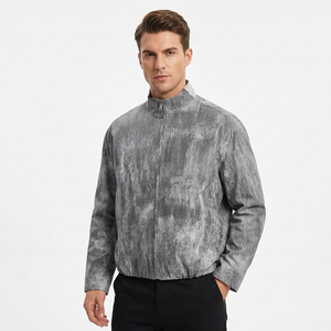 Blouson court décontracté vintage tie-dye vieilli à col montant et fermeture éclair sur le devant pour homme – Collection automne (vente en gros) - Product Image 2