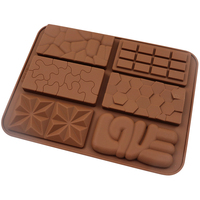 1069 Échantillon gratuit d'usine, Moules en silicone à 6 cavités pour blocs de gaufres variés, moules en silicone pour chocolat, moule en silicone pour résine, bac à glaçons en silicone