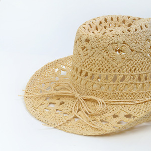 Chapeaux de paille Panama personnalisés OEM anti-UV pour hommes, visières de plage en papier à large bord, chapeaux de cowboy occidentaux, sombreros mexicains - Product Image 4