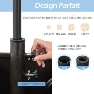 Cuadrada de Metal con 2 Ruedas Universales para Sombrillas con Soporte de Paradol Jardinero Rellenable en - Product Image 3