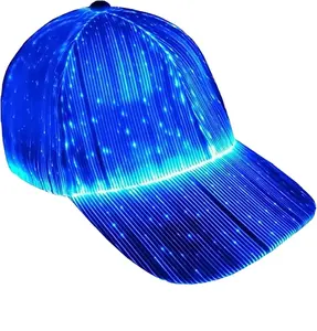 광섬유 캡 LED 모자 7 색 빛나는 빛나는 EDC 야구 모자 USB 충전 라이트 업 캡 led 이벤트 크리스마스 모자