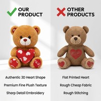 Set Boneka Beruang Teddy Hati Besar 7 Warna yang Dapat Disesuaikan, Isian Busa Memori, Poliester Super Lembut, Tinggi 31-50cm, Hadiah Ulang Tahun