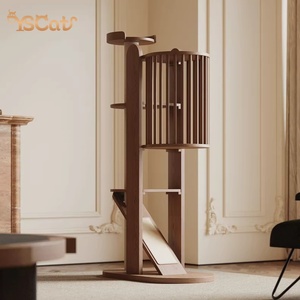 Muebles de madera de nogal grande para mascotas 2025 del fabricante: Árboles y rascadores para gatos con cápsula, color marrón. - Product Image 4