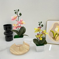 Offre Spéciale Fleur Artificielle Quatre Phalaenopsis En Pot Naturel À La Recherche Phalaenopsis Fleurs Avec Vase pour Hôtel Cour Décor