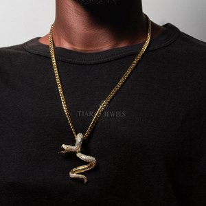 Pendentif élégant en diamant, argent sterling 925 plaqué rhodium, couleur or, bijoux de mode hip-hop unisexe, accessoire tendance - Product Image 5