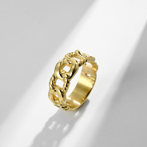 แหวนสแตนเลสสตีลชุบทอง 18K PVD สำหรับผู้ชาย แบบ Cuban Link |   กันน้ำ, ป้องกันอาการแพ้, ไม่ซีดจาง, เครื่องประดับฮ็อปสุดอินเทรนด์ - Product Image 3