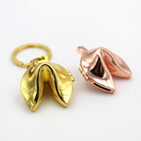 Porte-clés porte-bonheur ouvrable et refermable en forme de biscuit de la fortune, en or, or rose et argent, de haute qualité, idéal pour cadeau de mariage