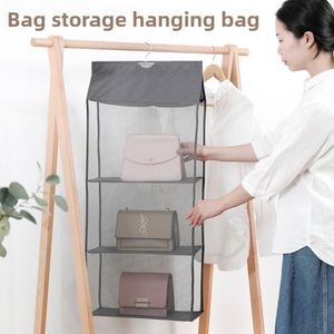 Modern Heavy-Duty Fabric Hanging Handbag Organizer with Multifunctional Mesh <b>Shelves</b> Closet Storage Purse and Organizer - Product Image 4