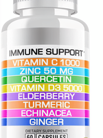 ODM/OEM 8-en-1 Soutien Immunitaire : Quercétine Zinc 50mg, Vitamine C 1000mg, Vitamine D3 5000 UI, Sureau, Échinacée, Gingembre – 60 Capsules Végétales
