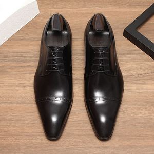 Nouvelle Arrivée Chaussures Habillées de Luxe Haut de Gamme pour Hommes en Cuir Véritable Pointues à Lacets, Type Oxford, Idéales pour Mariage, Personnalisables et Légères - Product Image 4